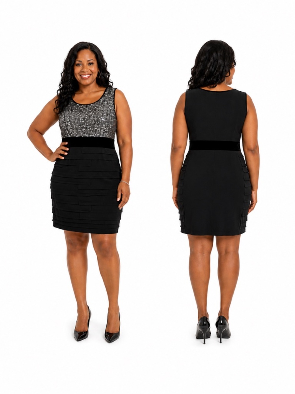 Studio One New York Black & Silver Sequin Cocktail Dress Size 18